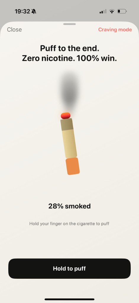 Virtual cigarette in Quitly