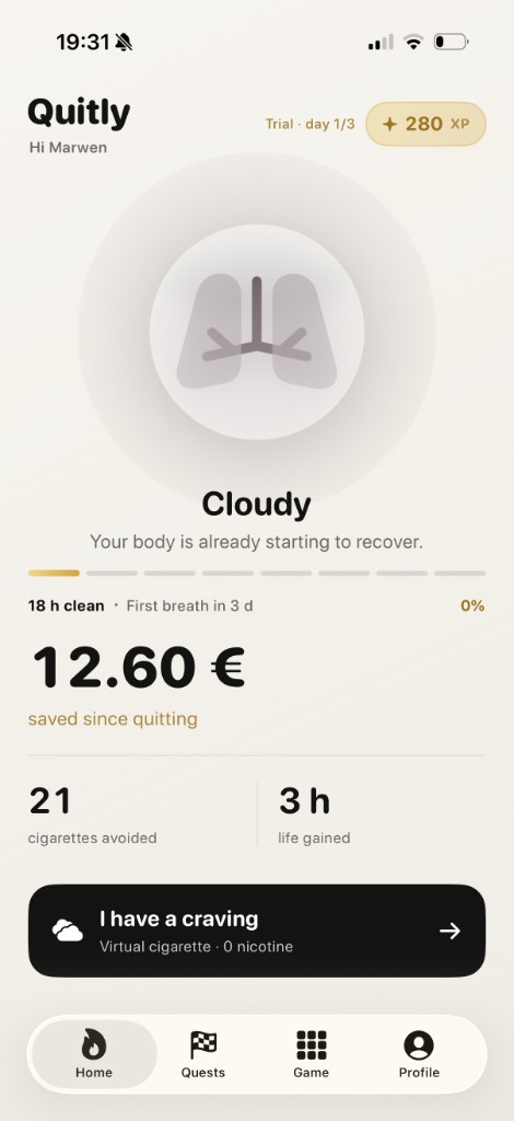 Quitly home with lungs and money saved